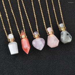 Pendant Necklaces 1Pc Natural Stone Bottle Pendants Memorial Keepsake Jewelry Cremation Urn Necklace For Ashes 20" Chain With Fill Kit