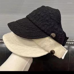 Wide Brim Hats Korean Lace Flower Visor Caps Empty Top Summer Sun For Women Anti-UV Floppy Bucket Cap Outdoor Casual Baseball Hat