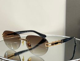 Gold Brown Gradient Rimless Sunglasses Meta Evo Men Summer Fashion Glasses gafas de sol Designers Sunglasses Shades Occhiali da sole UV400 Eyewear with Box