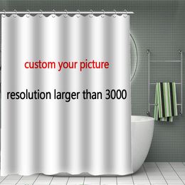 Curtains 11.112 HOT SALE Print Your Pattern Custom Bamboo Shower Curtain Polyester Fabric Bath Curtain Waterproof With Hook For Bathroom