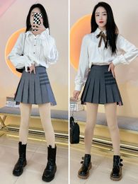 Dresses High Waist Pleated Skirt Casual Kawaii Aline Plaid Black Tennis Japanese School Uniform Mini Skirts for Girls