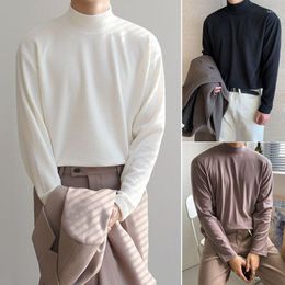 Men's T Shirts 2023 Winter Half-high Collar Bottoming Shirt For Men Korean Fashion Long Sleeve Solid Colour Casual Harajuku