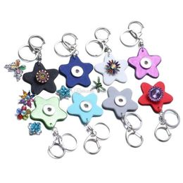 Key Rings Shiny Star Pu Leather Snap Button Chain Keychains Fit Diy 18Mm Jewellery Drop Delivery Dhygw