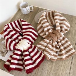 Scarves Elastic Soft Muffler Striped Cross Knitted Scarf Unisex Couple Short Knitting Woolen Yarn Neckerchief 1Pcs Handmade