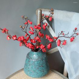 Decorative Flowers 23/60CM Artificial Silk Chinese Plum Cherry Blossom Flores Sakura Tree Branches Home Table Living Room Decor DIY Wedding