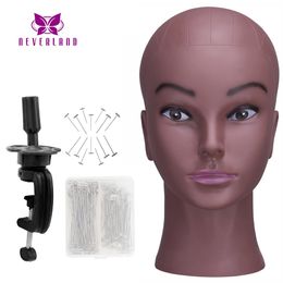 Wig Stand African Mannequin Head Without Hair For Making Wig Hat Display Cosmetology Manikin Head Female Dolls Bald Training Head 230428