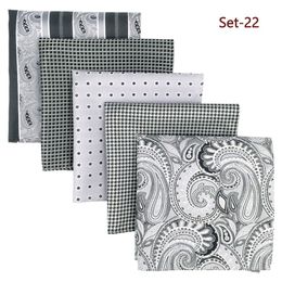 Handdukar 5 stycken diverse Mens Pocket Square Silk Handduk Set Colorful Large Accessories Gift Party 230428