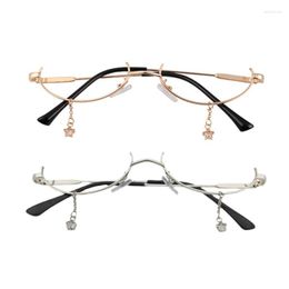 Sunglasses Frames Water Drop Pendant Chain Eyes Glasses Half Frame No Lens For Cosplay L21E