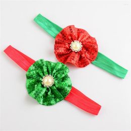 Hair Accessories Christmas Chiffon Flower Headband Headwrap Wholesale With Elastic Rhinestone