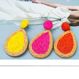 Dangle Earrings Summer Beach Drop Natural Raffia High-Quality Vintage Jewellery Wholesale Party Gift