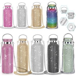 Water Bottles 350ml500ml750ml Reusable Bling Diamond Thermos Portable Glitter Bottle Stainless Steel Thermal Flask 230428