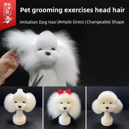 Toys Pet simulated head hair fake dog head model beautician practice cutting dog hair dog body Wig Pet Grooming Trimming Practice