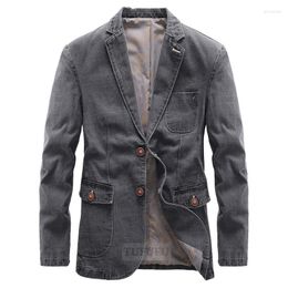 Men's Jackets Spring Slim Fit Blazer Jacket Leisure Mens Brand Denim Men Suit Outerwear Jean Casual Coat Plus Size 4XL