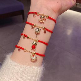 Charm Bracelets 2023 Trendy Lucky Year Tiger Red Rope Adjustable & Bangles For Women Pulseira Bracelet Friends Birthday Gifts