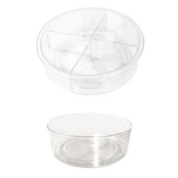 Organisation 9/12 Inch Round Clear 360 Rotation Cabinet Organiser with Dividers Turntable Plastic Food Storage Container Spice Rack