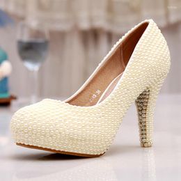 Dress Shoes Wedding Ivory Bride Woman Spring Summer Party Prom High Heels 3 Inches Heel Platform Formal