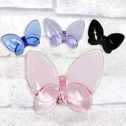 Decorative Objects Figurines Glass Crystal Lucky Butterfly Ornaments Nordic Coloured Glaze Butterfly Decoration Bright Colour DIY Wedding Party Gifts 230503