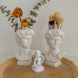 Vases Resin david vase face head interior decorative flower vase modern jars for decoration arrangements flower sculpture desktop art P230503