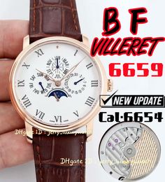 BF 6659-3431 VILLERET Luxury Perpetual Calendar Men's Watch Cal.6654 Automatic Mechanical movement 316L fine steel case Sapphire Crystal Glass, 42mm gold white