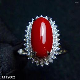 Cluster Rings KJJEAXCMY Fine Jewellery Natural Red Coral 925 Sterling Silver Women Adjustable Gemstone Ring Support Test Exquisite