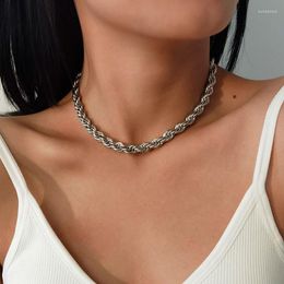 Chains Punk Creative Twisted Thick Choker Necklace For Women Vintage Geometric Neck Chocker Clavicle Jewelry Kolye