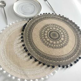 Mats Pads 1Pcs Heat Insulation Dining Table Mat 38CM Round Delicate Embroidery Dessert Pan Table Placemat Nonslip Coffee Cup Mats Z0502
