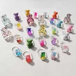 Band Rings Lost Lady Cute Transparent Resin Bear for Women Stylish Candy Colour Acrylic Aesthatic Wholesale Jewellery 2021 New INS Y23