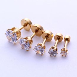 Wholesale of new stainless steel zircon earrings, round barbell, male ear bone piercing accessories