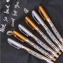 Markers Acrylic Gold Silver Paint Waterbase Pen for Stone Ceramics Glass Fabric Leather Painting Doodling DIY Arts crafts 230503