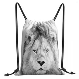 Shopping Bags Lion Black White Drawstring Hiking Unisex Waterproof Storage Organise Bundle Pocket Rope Bag