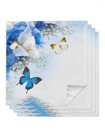 Table Napkin 4pcs Butterfly Flower Wing Gradient Petal Square 50cm Wedding Decoration Cloth Kitchen Dinner Serving Napkins