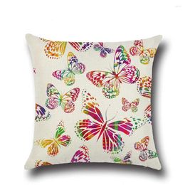 Pillow Case Lovely Colourful Little Butterfly Cotton Linen 45X45CM Cushion Cover Waist Living Room Chair Sofa