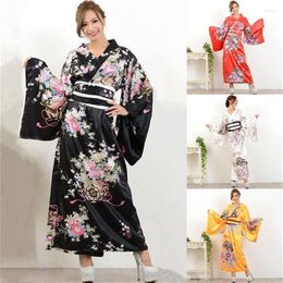 Ethnic Clothing Japanese Kimono Fashion Samurai Sexy Women Yukata Female Retro Dress Floral Print Sleepwear Robe Cosplay Dresses