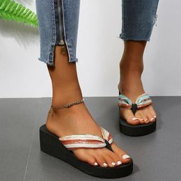 Slippers Summer Shoes For Women Bohemian Open Toe Fashion Non-Slip Wedge Beach Flip-flops Indoor House Zapatos Mujer