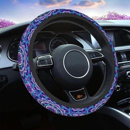 Steering Wheel Covers Purple Car Cover Abstract Mandala Flower Pattern 15 Inch Anti-Slip Wrap Case Protector