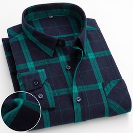 Men's Casual Shirts Spring Autumn 100 Cotton Flannel Plaid Mens Long Sleeve Regular Fit Home Dress For Man Clothes 6XL 5XL 230428
