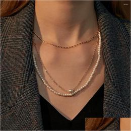 Chains Korean Mtilayer Pearl Necklace Simple 3Layer Clavicle For Women Necklaces Pendants Jewellery 1Z6C4 Drop Delivery Dhgarden Dhvl1