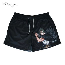 Men's Shorts Anime Black Clover Shorts Classic Gym Basketball Workout Mesh Shorts Summer Casual Shorts Summer Swimming Shorts J230503