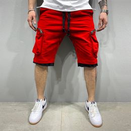 Men's Shorts Summer Fitness Shorts For Men Multi-Pocket Sport Breathable Casual Hip-Hop Tie Up Solid Colour Street Work Straight Leg Five 230503
