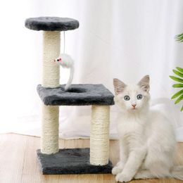 Scratchers Sisal Cat Climbing Frame Toy Threecolumn Threelayer Square Plate Disc Grinding Claws Pet Cat Scratcher Tree Jumping Platform