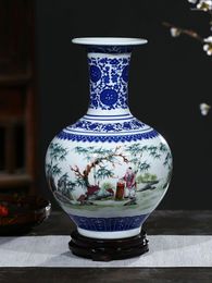Vases Jingdezhen Ceramic Ornaments Antique Blue And White Porcelain Flower Vase Home Living Room TV Cabinet Decorations