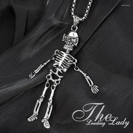 Pendant Necklaces Vintage Skeleton Necklace Men Fashion Jewellery Hiphop Stainless Steel Metal Accessories Punk Long Sweater Chain Gift
