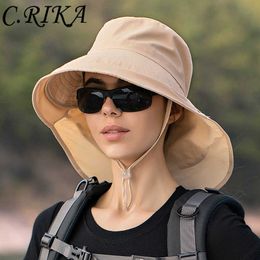 Outdoor Hats Women Wide Large Brim Shawl Sun Hat Summer Outdoor Fishing Hiking Bucket Hat UV Anti Neck Protection Sun Ladies Hats Bonnet J230502