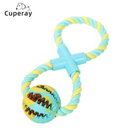 Toys Pet Dog Food Ball Chew Toys Play Fetch Bite Rubber Ball with Cotton Rope Funny Training Game Bite Resistant Snacks Toys Ball