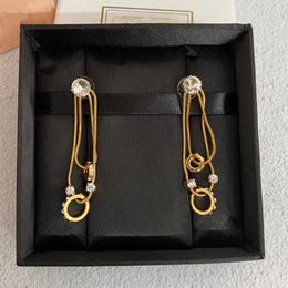 Dangle Earrings Fashion Designer Lovely Crystal Gold Chain Tassel Elegant Women Luxury Fine Jewellery Charm Trendy