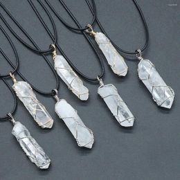 Pendant Necklaces Natural Crystal Stone Necklace Irregular Clear Quartz Wire Knitting For Jewellery Party Gift