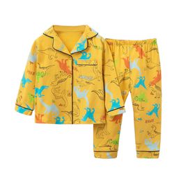 Pyjamas SAILEROAD Summer Boys Long sleeves Pyjamas Girls Set Dinosaurs Pyjama Cotton Kids Pijama Children Sleepwear 230503