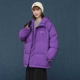 Leather Women Down Feather Jackets Coat Winter Fashion Thick Warm Bubble Plus Size Oversized Puffer Cotton Padded Purple Jackets Outwear