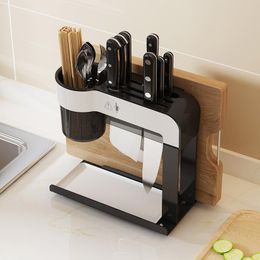 Organization Stainless Kitchen Knife Stand Fork Chopsticks Cage Board Integrated Leaching Storage Rack Arrangement Chopping Tool Organizer