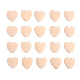 Party Favor 20pcs Heart Shape Wooden Pieces Funny DIY Wood Slices Blank